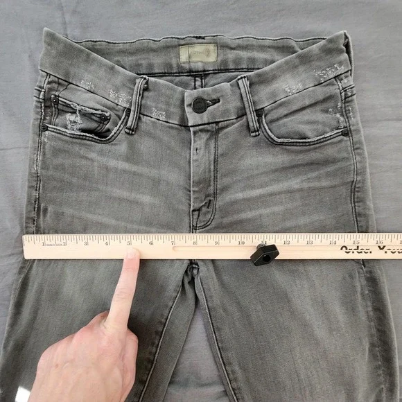 Mother Looker Ankle‎ Fray Jeans Womens 26 Last Chance Saloon Gray Distressed - Picture 10 of 11